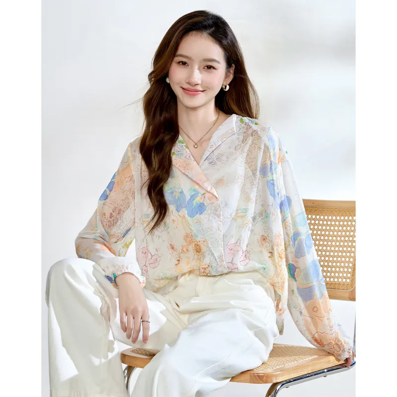Love Elaine Spring, Summer, Fall Shirt Loose Fit Women's Hundred Flowers Shirt-1