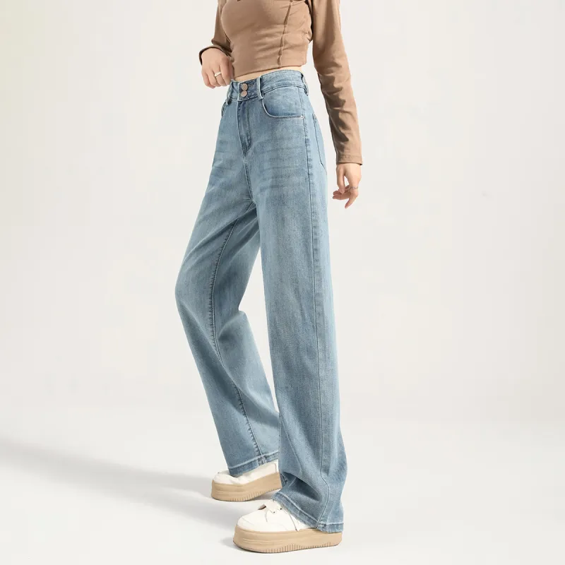 FAWENXIANGZI Jeans Women's Light Blue-3