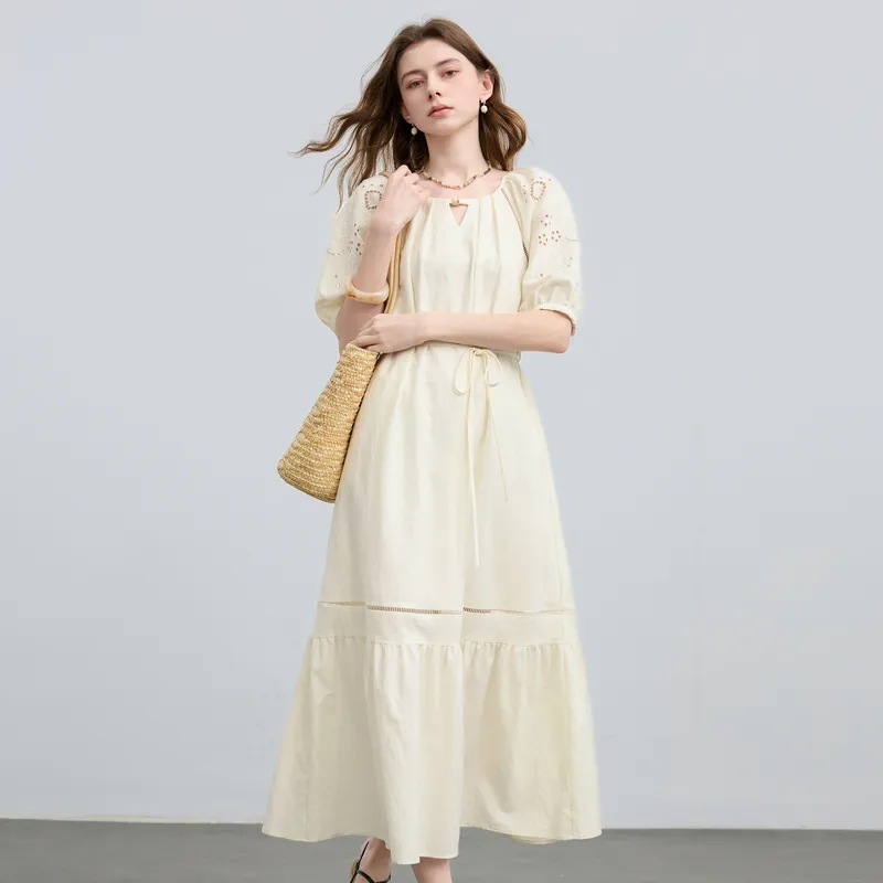 3COLOUR Short Sleeved Dress Women's Ecru-6