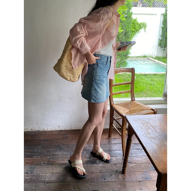 ONE SHALLOW Denim Short Skirts Women's-3