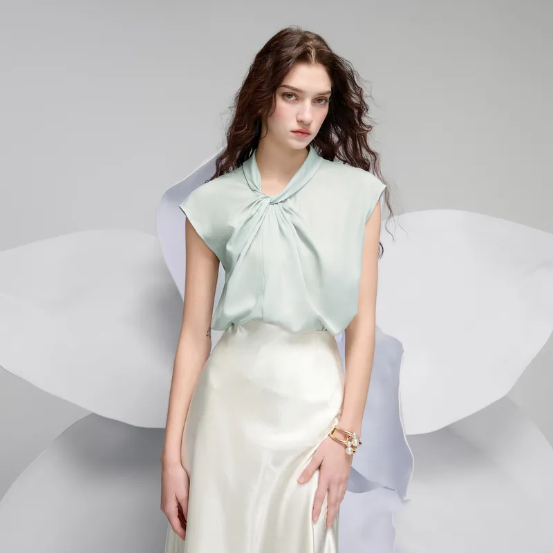 3COLOUR Chiffon Shirt Women's Mint Green-2