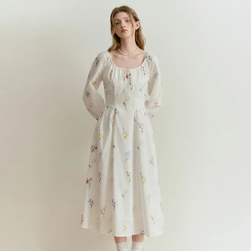 LEDIN Long Sleeved Dress Women's Cannoli Cream-5