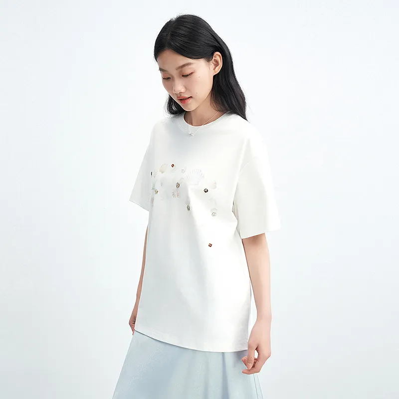 LEDIN T Shirt Women's Mist White In Stock-4