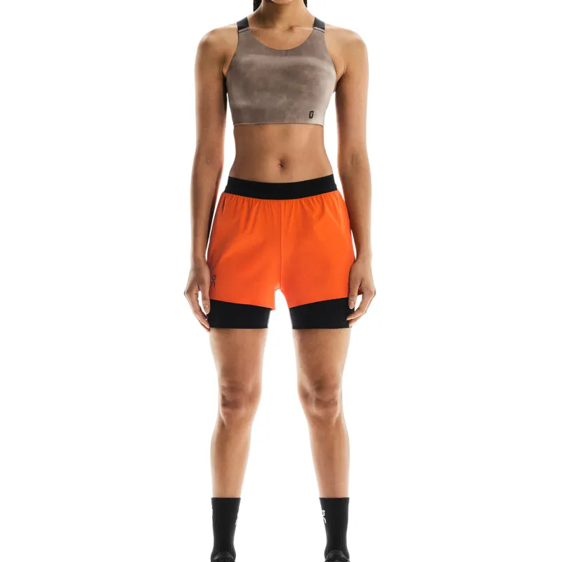 On Performance Sports Shorts Women's Orange Red-1