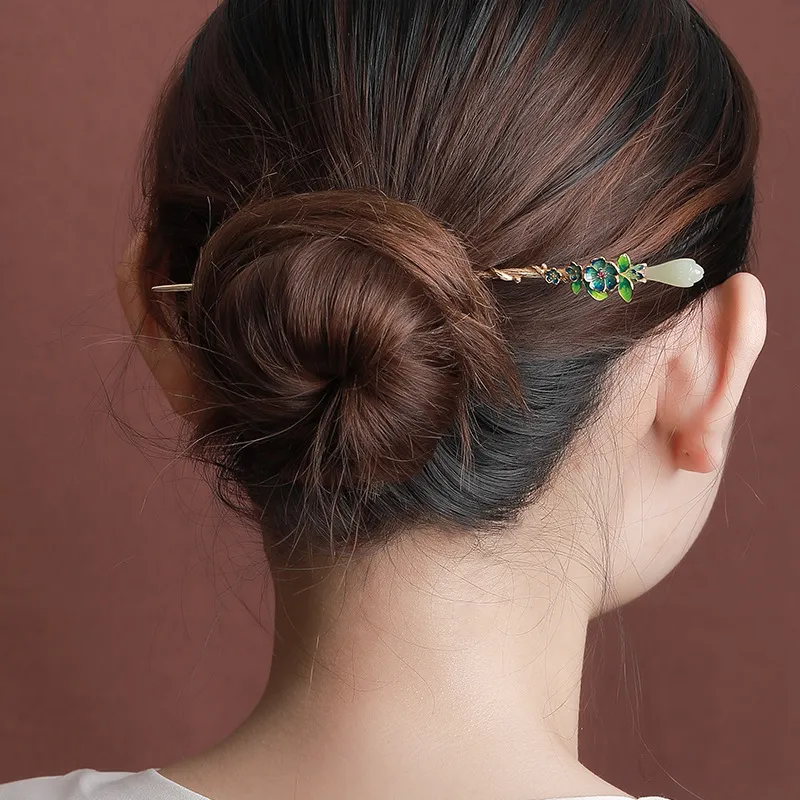 Royal Heaven's Choice Hetian Jade Hairpin Pale Greenish White Jade Unisex-5