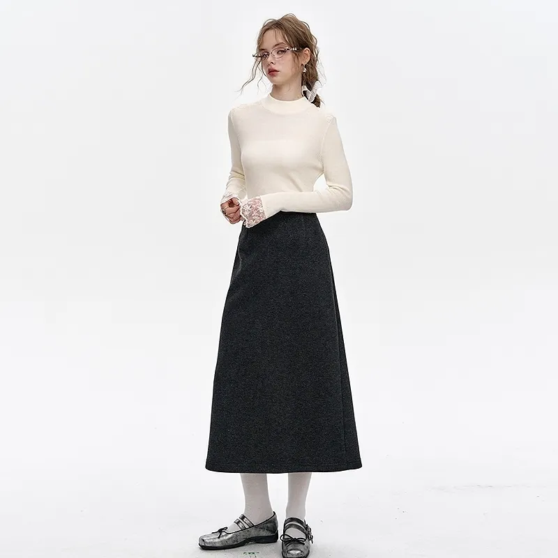 ELF SACK Casual Short Skirts Women's Versatile Dark Gray-7