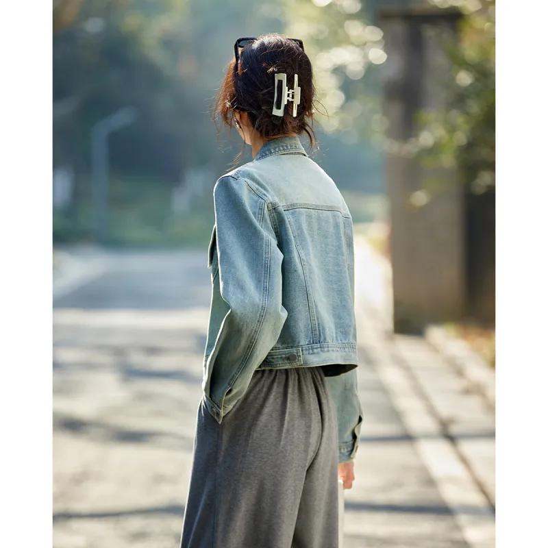 TERRE BLEUE Spring, Fall Denim Jacket Loose Fit Women's-7