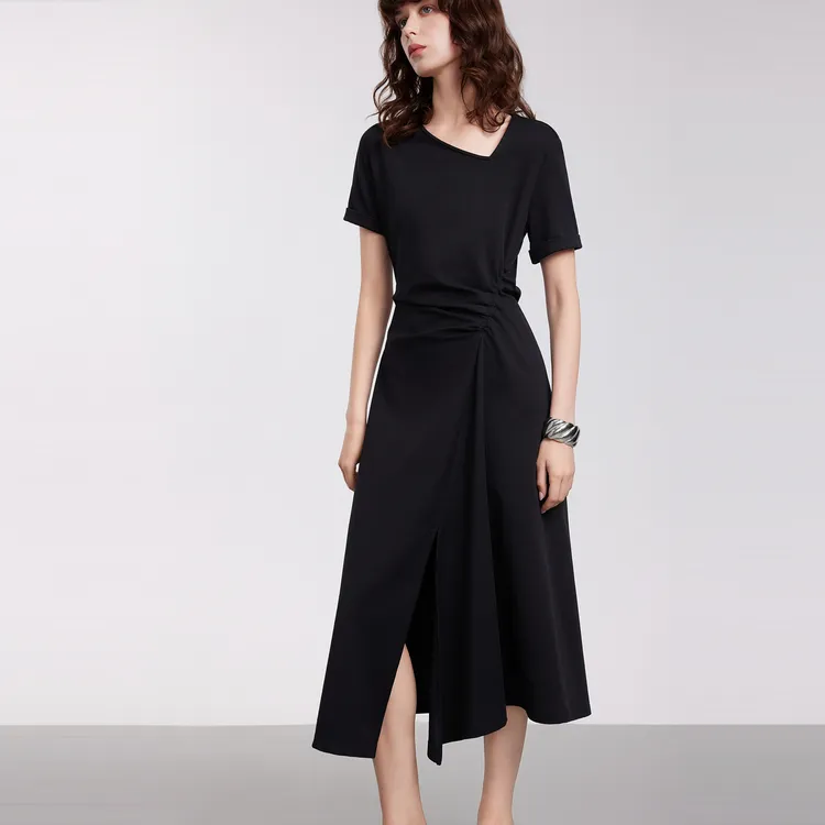 ELLE Short Sleeved Dress Women's Black-2