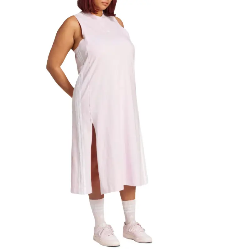 Adidas Free Shipping With AdiClub Essentials 3 Stripes Long Racerback Dress Plus Size-2