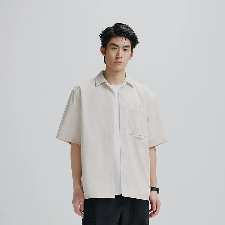 PEACEBIRD MEN Shirts Unisex Apricot Batch 1 Loose Fit-2