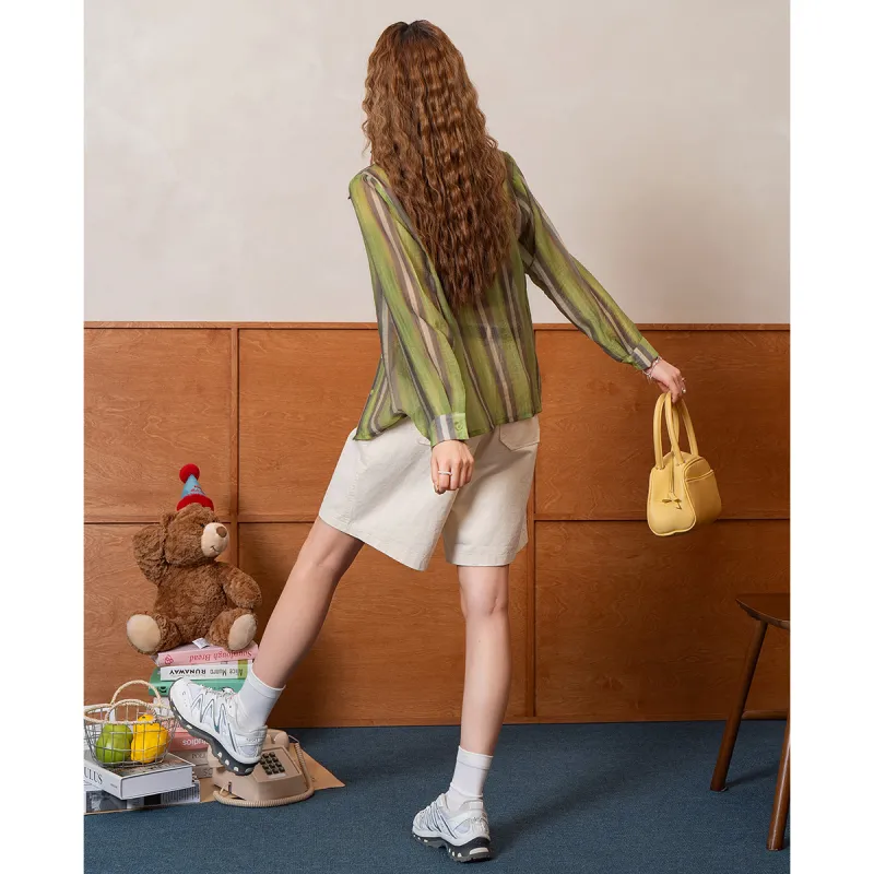 FAWENXIANGZI Shirts Women's Green-3