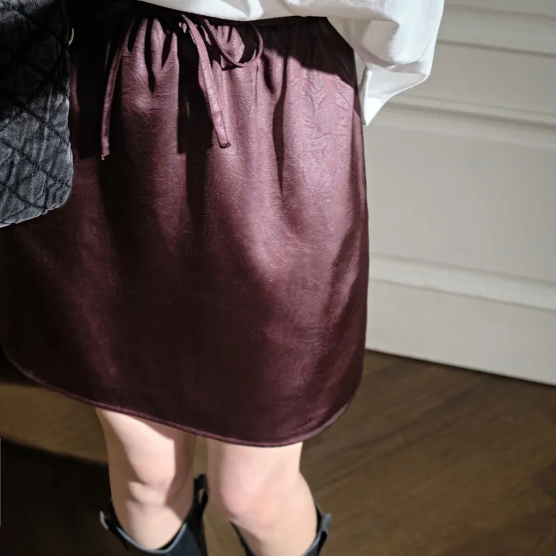 KUOSE Casual Short Skirts Women's Burgundy-2