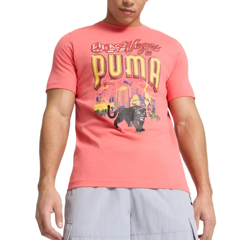 PUMA Graphic T Shirt Men's Peach Pink-2