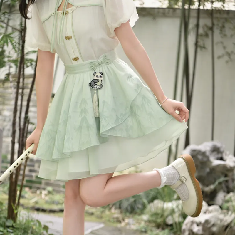 SNBL Casual Short Skirts Women's Green-2