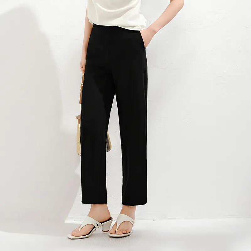 JZ. ANNAKRO Casual Pants Women's Plain Black-4