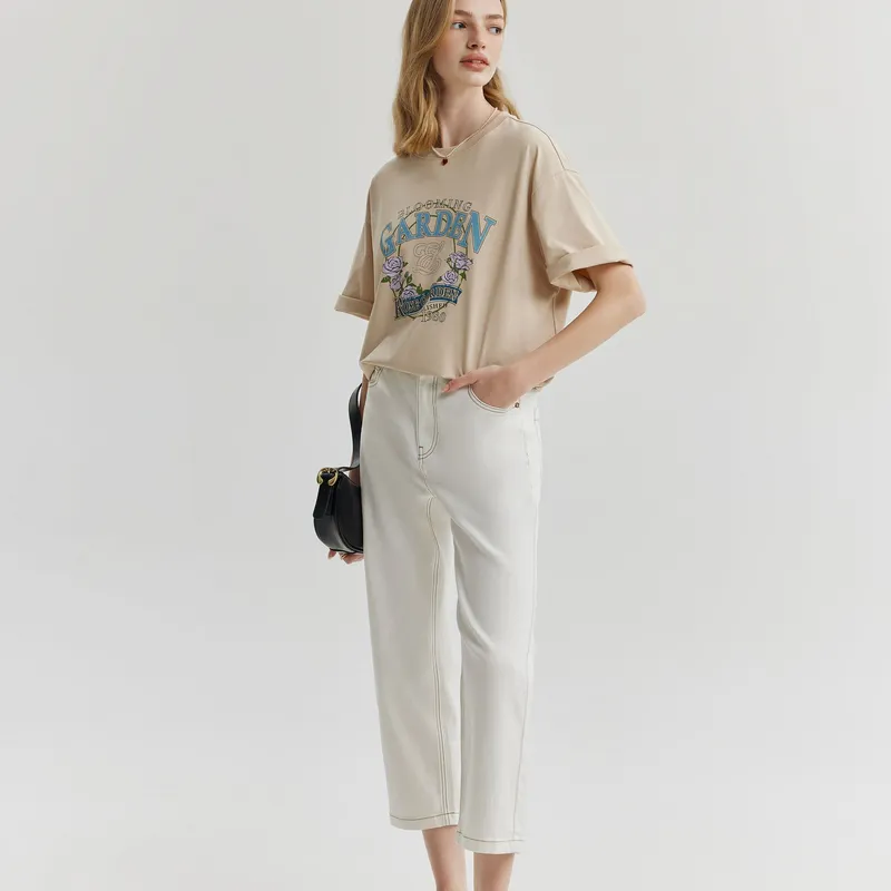 E.land Jeans Women's Ivory White-3
