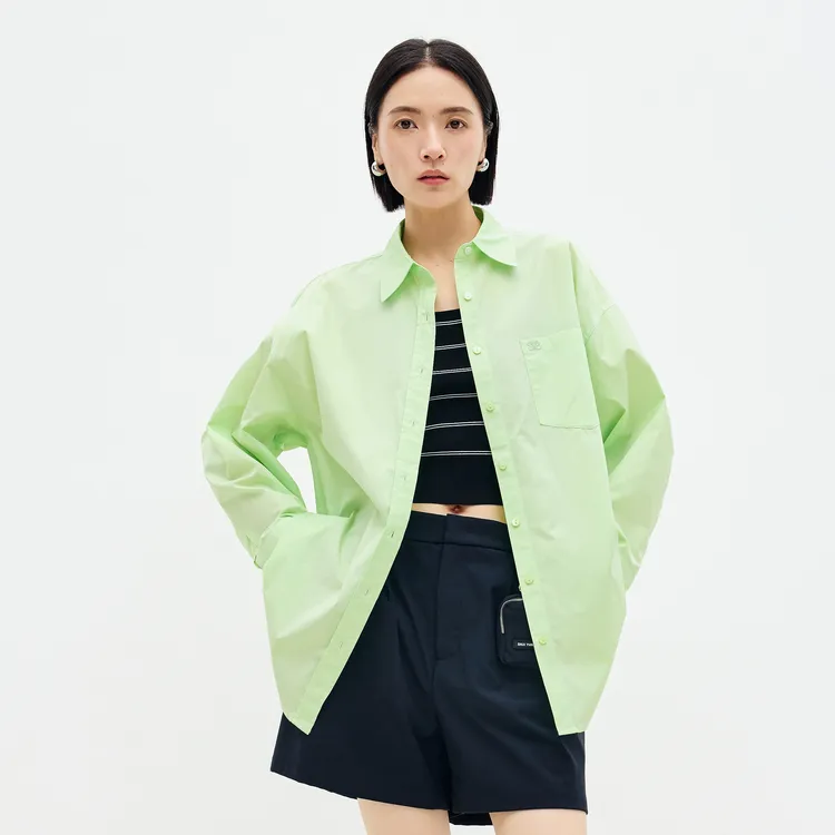 SHUIYUNJIAN Minimalist 100% Cotton Long Sleeved Shirt Women's-9