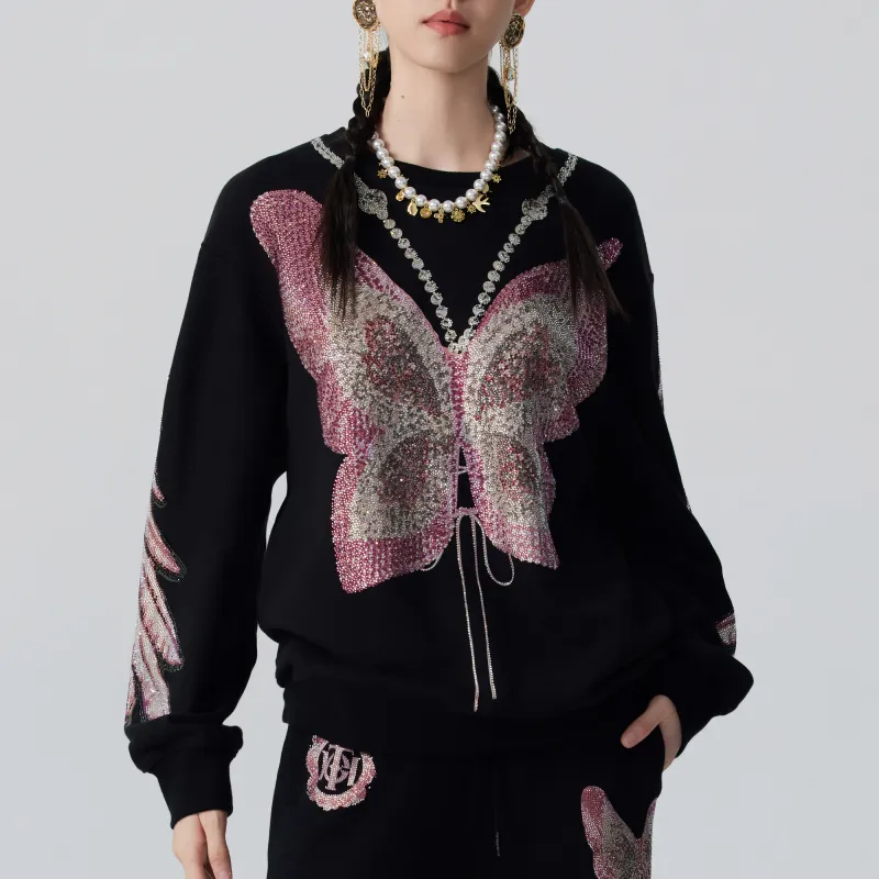 TCH Sweatshirt Women's Black With Pink Logo-6