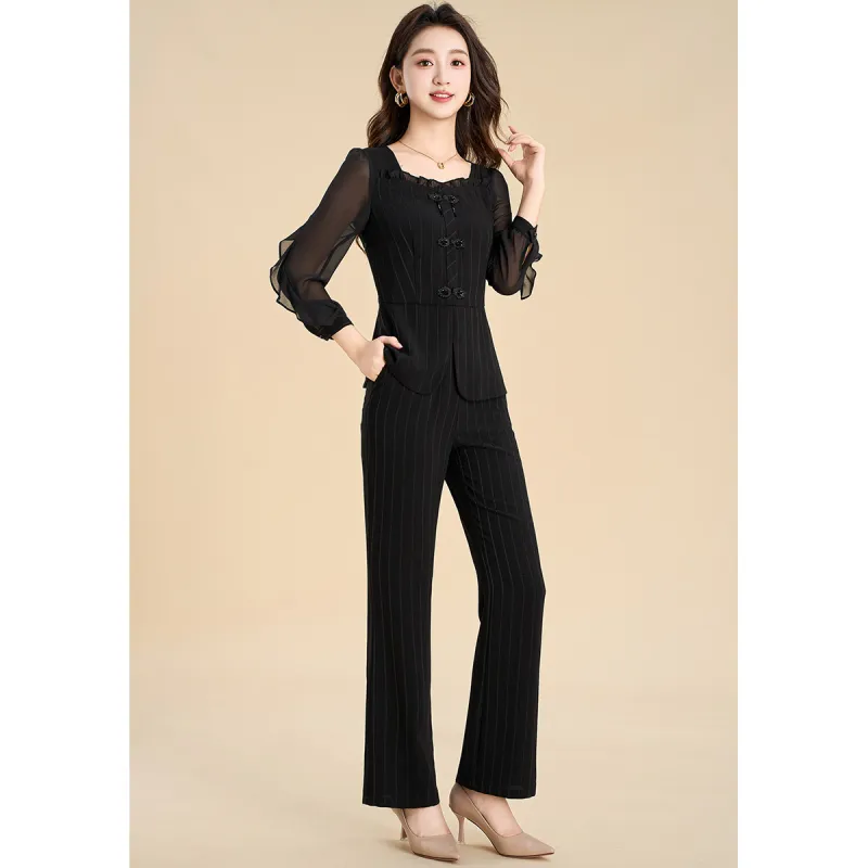Mylan Spring, Summer, Fall Casual Suit Slim Fit Women's Black-1