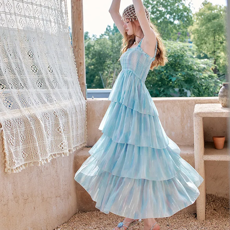 ELF SACK Slip Dresses Women's Glass Blue-4