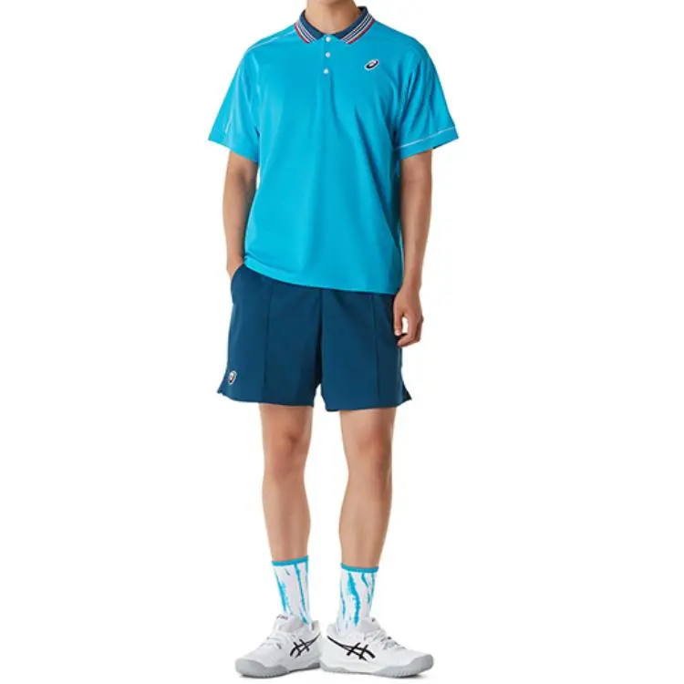 Asics Polo Shirt Men's Digital Aqua Blue-4