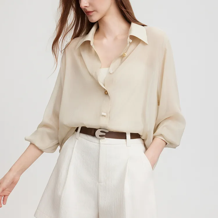 ELLE Shirts Women's Khaki Green-4