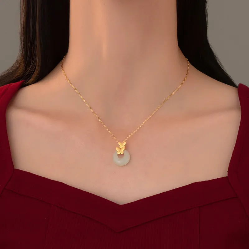 Royal Heaven's Choice Hetian Jade Necklaces Pale Greenish White Jade Unisex-2