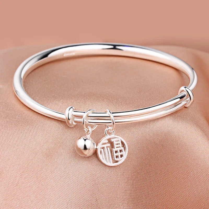 LIUXIN 999 Fine Silver Bangles Women's-4