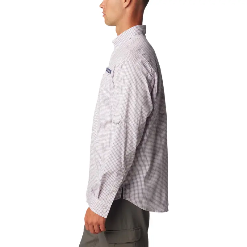 Columbia PFG Super Tamiami Shirt Men's Gray Red Square Plaid-3