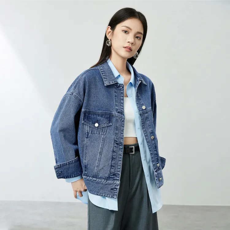 SENTUBILA Denim Jackets Women's Aquatic Blue-2