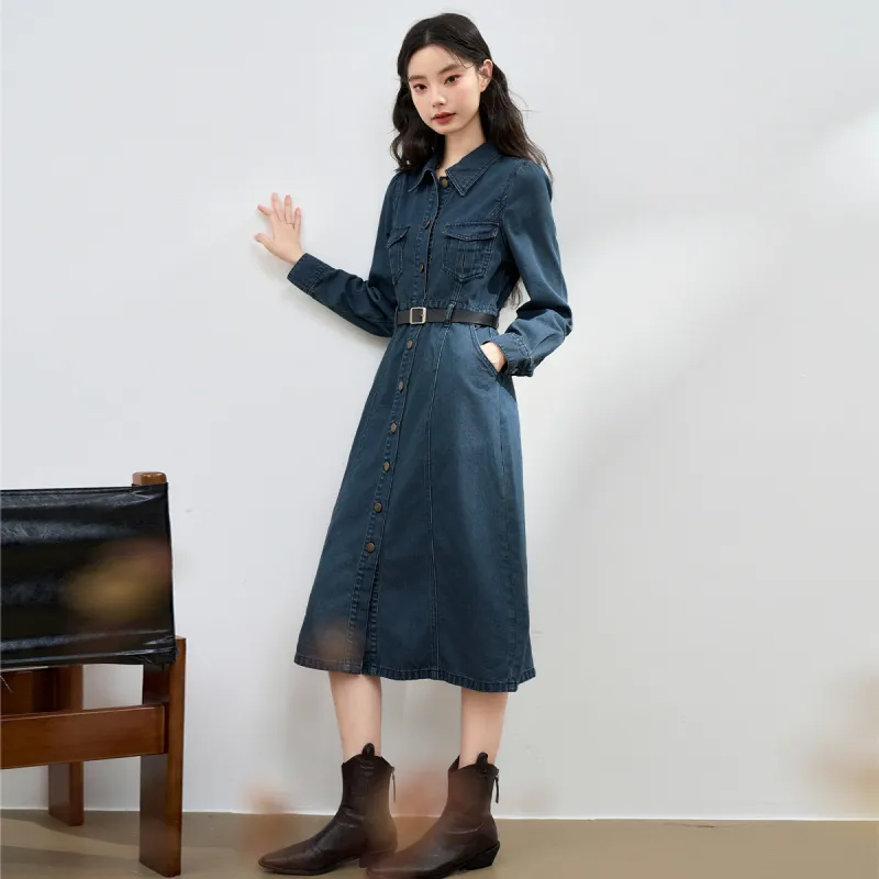 WESTLINK Long Sleeved Dress Women's Blue-3