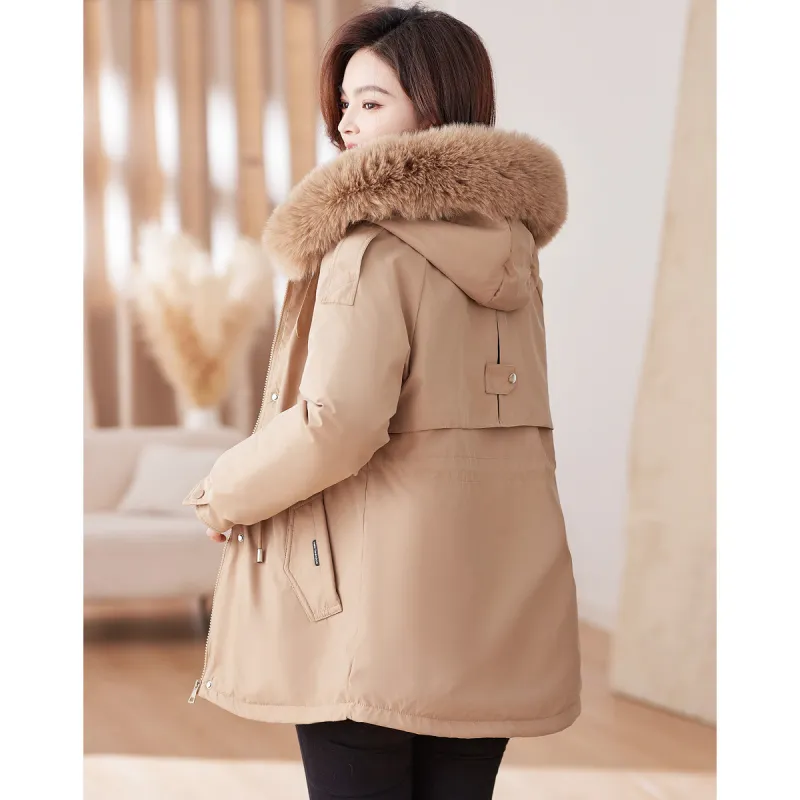 Like The Age Of Water Velvet feel Coat Women's Khaki-3