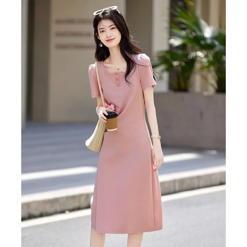 Still Quiet Short Sleeved Dress Women's Crystal Pink-1