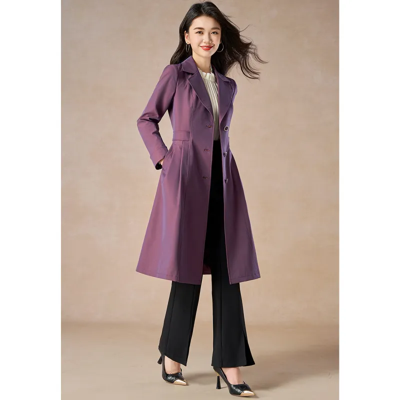 Mylan Spring Fall Trench Coat Loose Fit Women's Purple-3