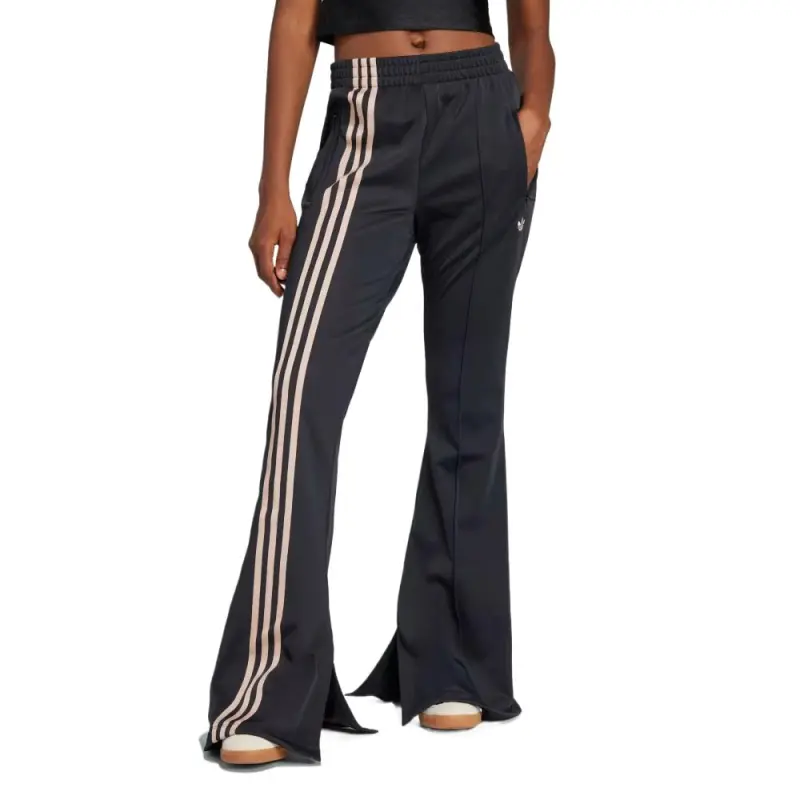 Adidas Women's 3 Stripes Flared Firebird Track Pants Black-1