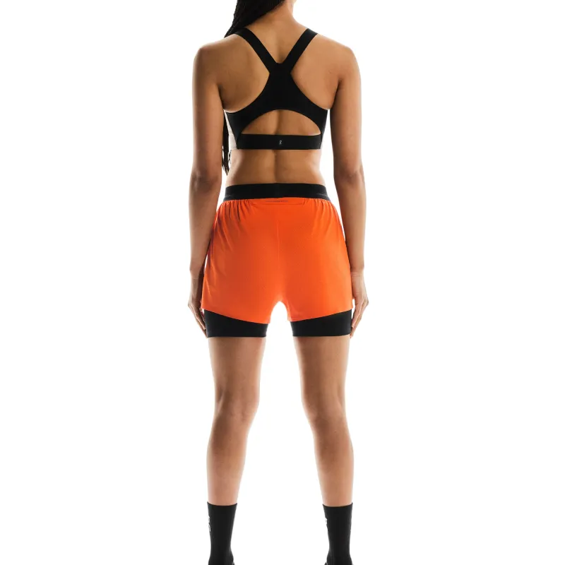 On Performance Sports Shorts Women's Orange Red-2