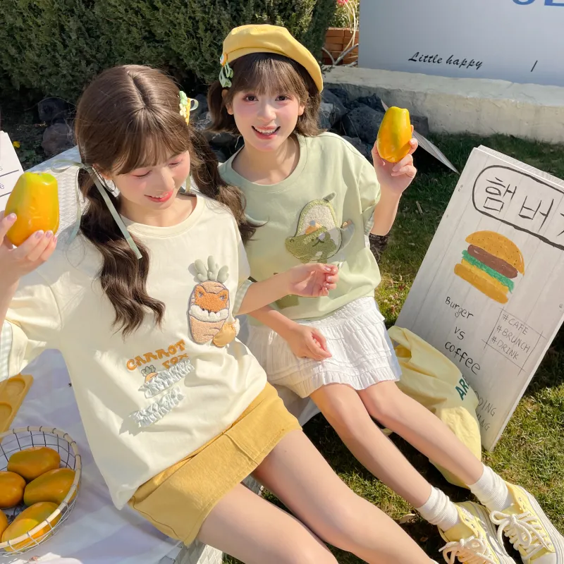 SNBL Skirt Set Women's Apricot T Shirt+White Skirt-2