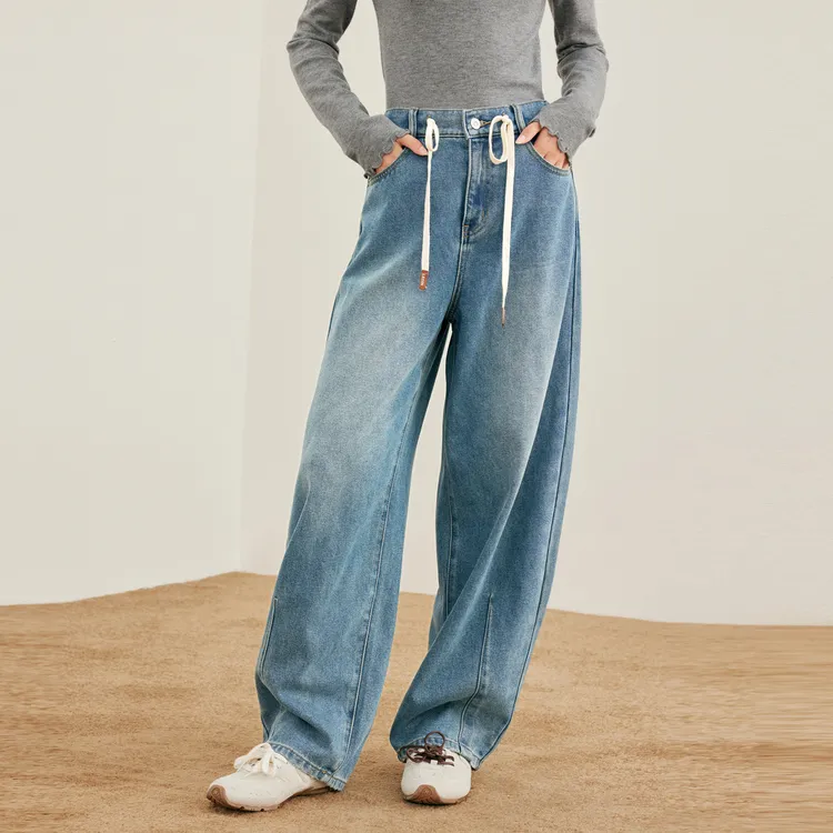 LEDIN Jeans Women's Faded Denim Blue-4