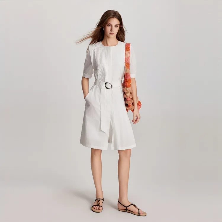 ELLE Short Sleeved Dress Summer Women's White-2