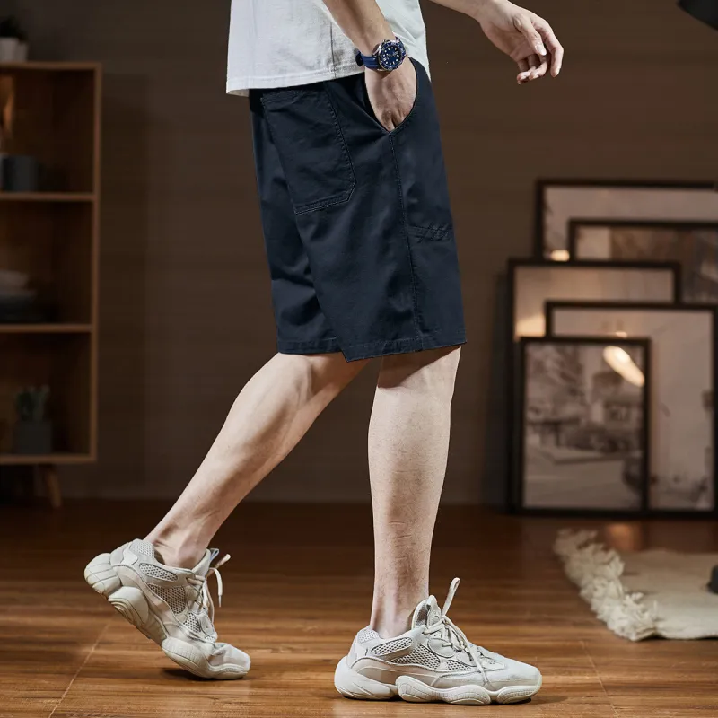 Tonlion Casual Shorts Men Navy Blue-4