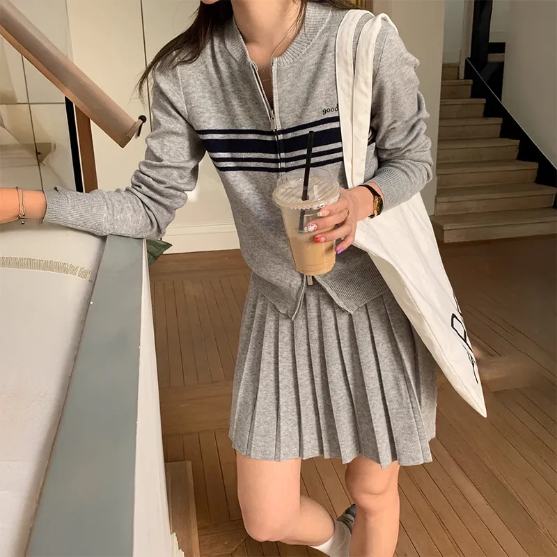 BEAUTIFUL CONFESSION Skirt Set Women's Gray-4