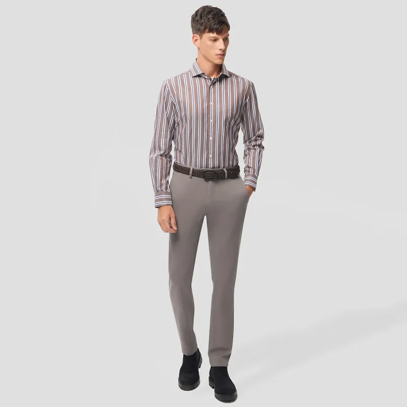 LANBAO Casual Pants Men's Beige Gray Plaid-3