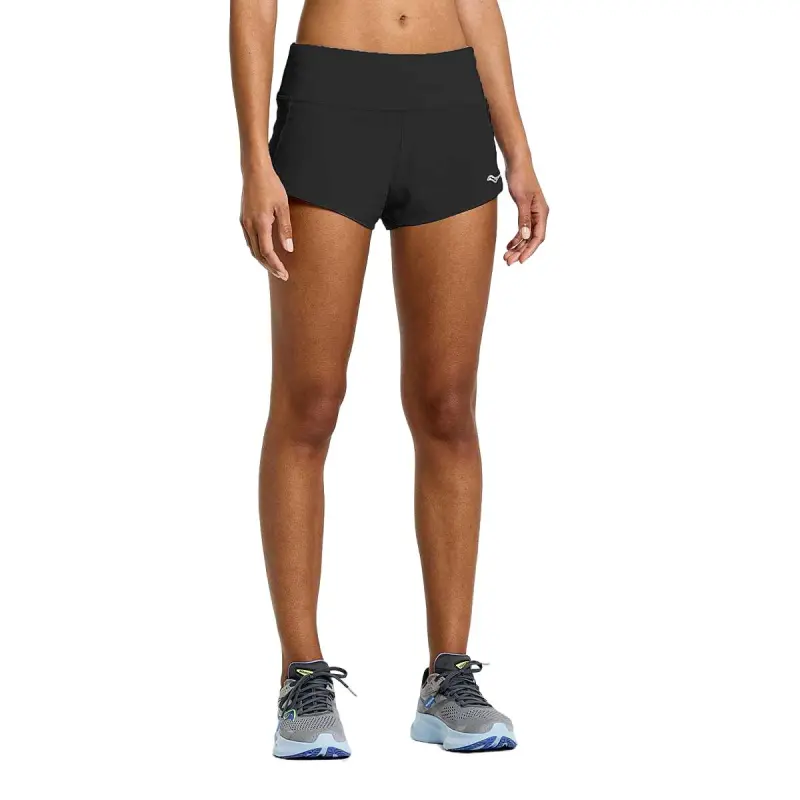 Saucony Outpace 2.5' Split Short Sports Shorts Women's Black-1