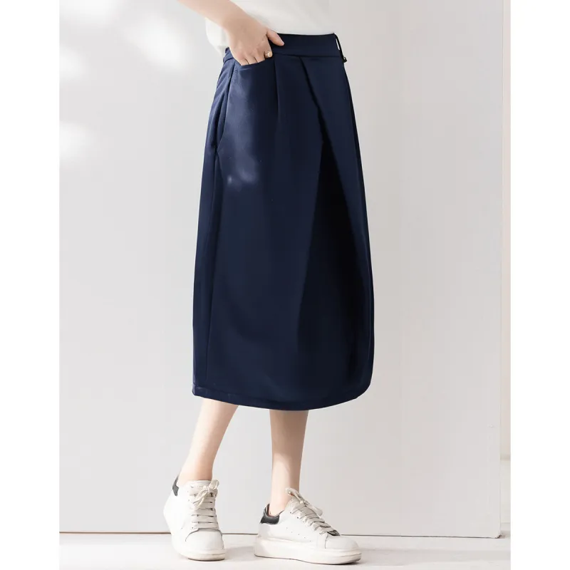 Love Elaine Casual Long Skirt Women's Navy Blue-2