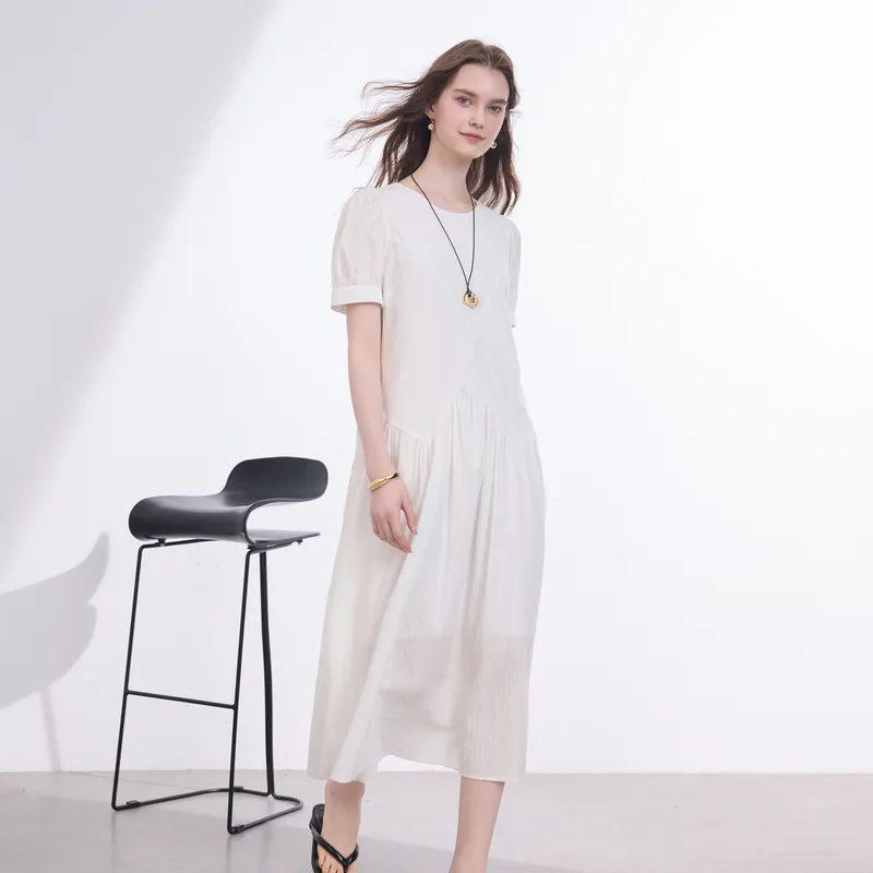 3COLOUR Short Sleeved Dress Women's Pearl White-2