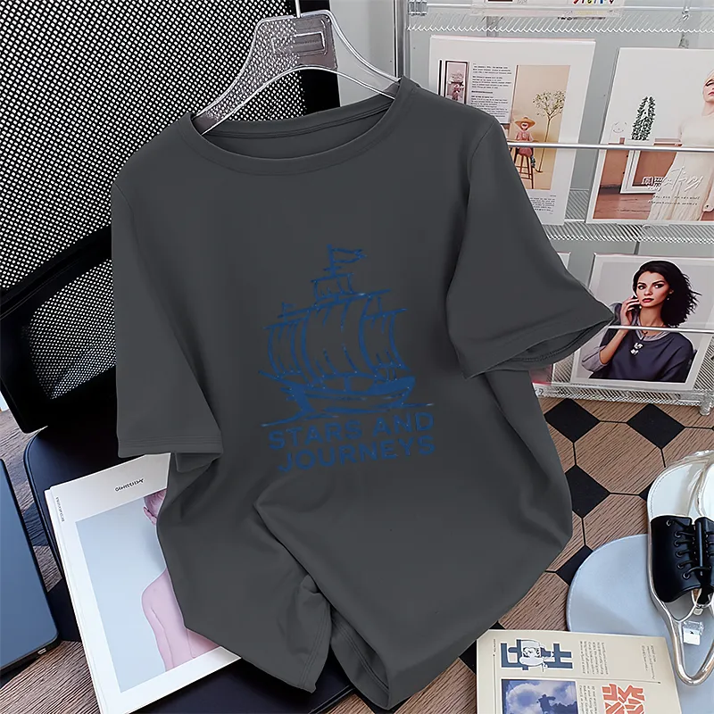 FAIRWHALE Drop Shoulder Sleeve T Shirt Women's-14