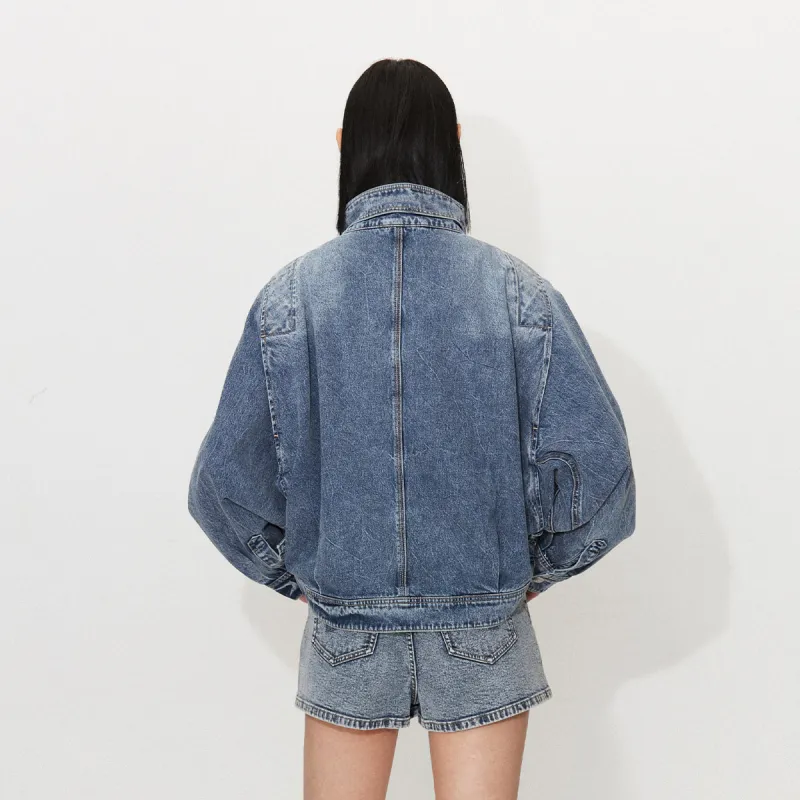 ONLY Cropped Coats Women's J33 350 Washed Denim Blue-2