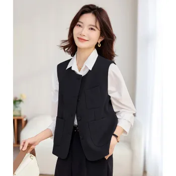 TERRE BLEUE Spring Fall Vest Loose Fit Women's