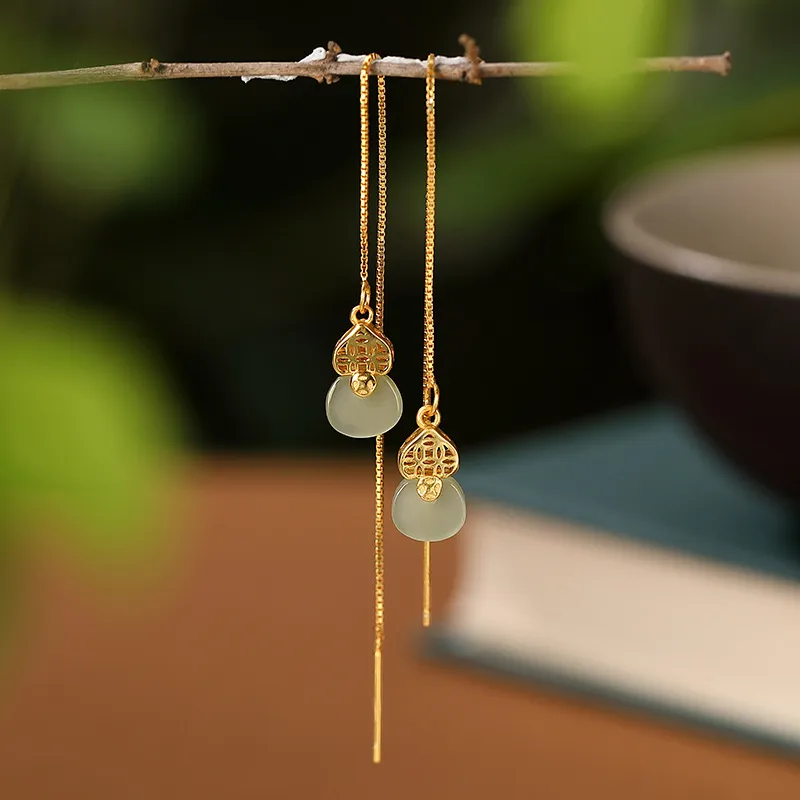 Royal Heaven's Choice Earrings Green Jade Unisex-3