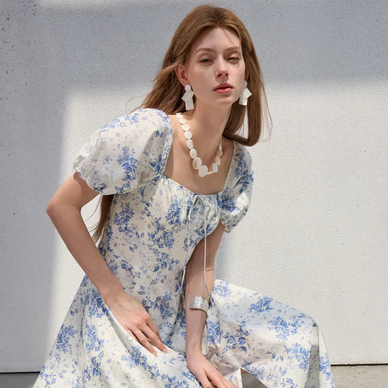 3COLOUR Short Sleeved Dress Women's Sky Blue Floral-3